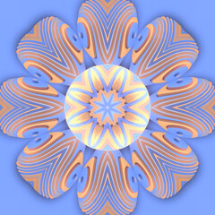 Abstract neon color kaleidoscopic pattern like a stylized fantasy flower. 3d rendering digital illustration background
