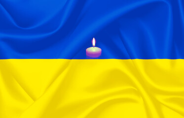Flagge der Ukraine Flagge mit Kerzenlicht - obrazy, fototapety, plakaty