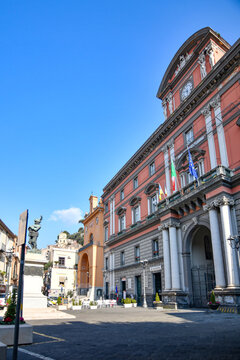 The facade of the town hall of Sarno, town in Naples province, Italy.