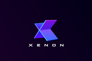 Letter X Logo design Hitech Digital Futuristic Technology style