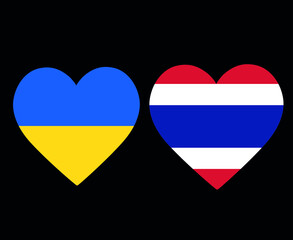 Ukraine And Thailand Flags National Europe And Asia Emblem Heart Icons Vector Illustration Abstract Design Element