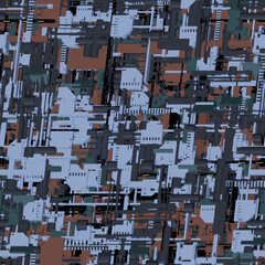 science fiction tileable pattern wrap around background seamless tile industrial technology machines 3D illustration