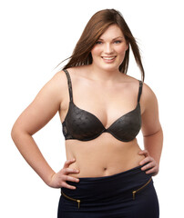 Obraz premium Working those curves. A plump beauty working her curves on an isolated background.