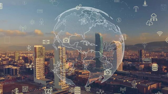Smart city IOT internet of thing ICT digital technology futuristic, automation management smart digital technology security and power energy sustainable metaverse city virtual augmented. High quality
