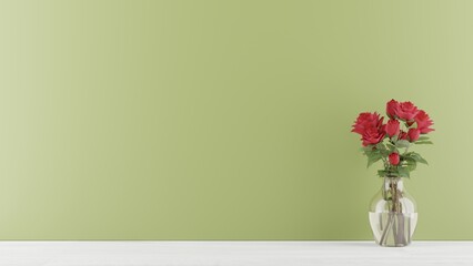 bouquet of red roses in vase