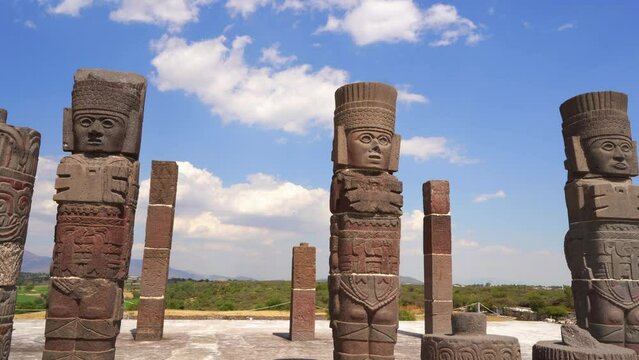 Tula Warrior Atlantes, ancient Toltec Columns in Mexico