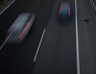 Night traffic with blurred traces from cars