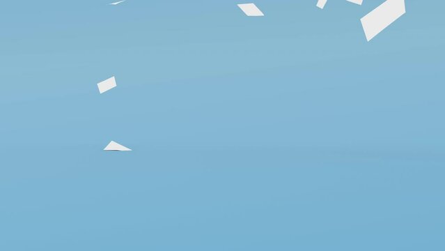 Flying sheets of white paper swirling in the air in a whirlwind. Scatter documents or empty blanks. Mess in the office. Throwing paperwork in the air on the greenscreen 3D render + alpha channel