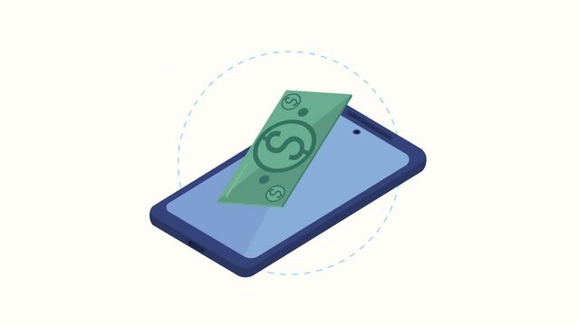 smartphone with bill money animation