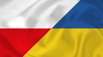Obraz premium country waving detail Polish Ukraine textil material flag