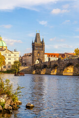 Naklejka premium Charles bridge and gate of the Old Town of Prague