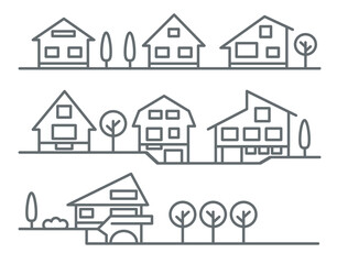 Set of houses icons. Houses types collection. Real estate property.