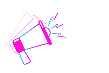 Neon Blue and Pink Vector Loudspeaker icons set in outline style. Flat vector illustration design. Speaker, Megaphone. Advertising and promotion symbol. Social media, multimedia, and marketing concept