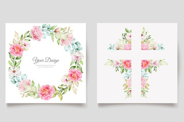 Fototapeta na wymiar elegant watercolor floral wedding card set