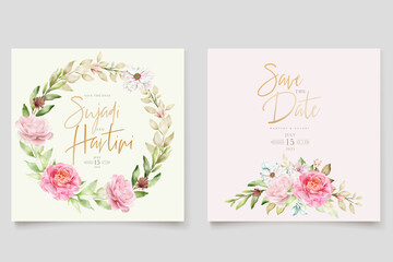 elegant watercolor floral wedding card set