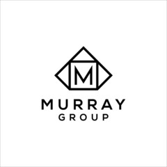 Initials M logo inside three triangles and a square. suitable for grub or community logo