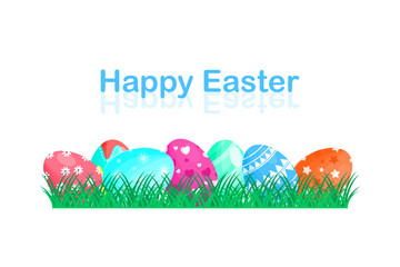 Happy Easter Day. Set of Easter eggs with different texture on white background. Easter poster and banner template greeting and present in flat design. Promotion and shopping for Good Friday holiday 