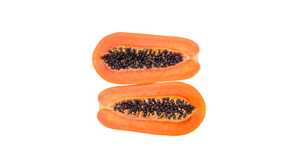 Ripe papaya, cut in half, fruit, high in vitamins, nourishing health, good vegetarian food with clipping path