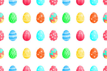 Happy Easter Day. Easter eggs seamless pattern design for ornament textile poster banner background with colorful eggs