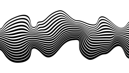 Abstract element with wavy, curved lines. Vector illustration of stripes with optical illusion.