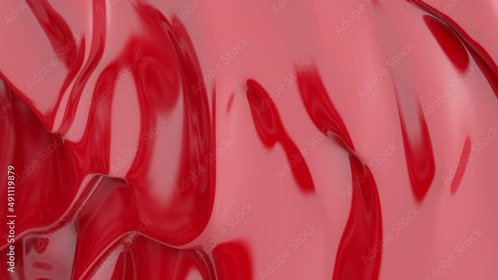 Poster abstract red glossy liquid background. varnish wave. looped animation