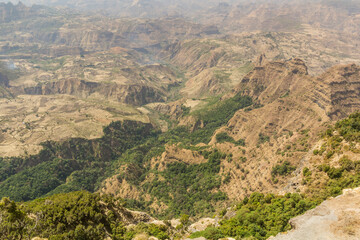 Fototapeta na wymiar Aerial view of Simien mountains landscape, Ethiopia
