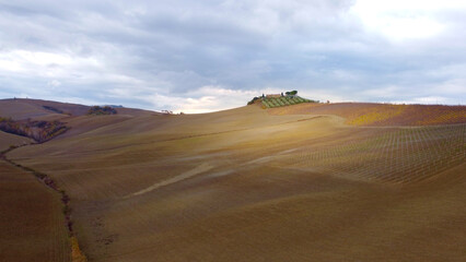 Typical rural fields and landscape in Tuscany Italy - travel photography