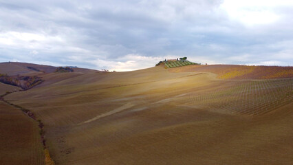 Fototapeta na wymiar Typical rural fields and landscape in Tuscany Italy - travel photography