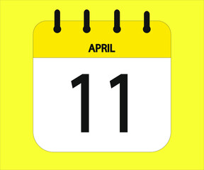 April 11th yellow calendar icon for days of the month