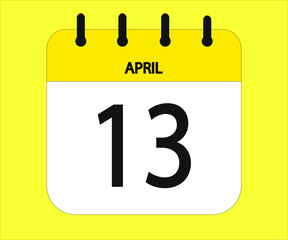 April 13th yellow calendar icon for days of the month