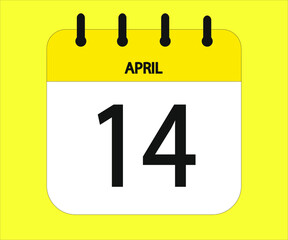 April 14th yellow calendar icon for days of the month