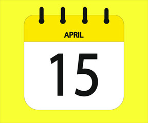 April 15th yellow calendar icon for days of the month