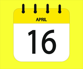 April 16th yellow calendar icon for days of the month