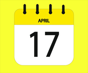 April 17th yellow calendar icon for days of the month