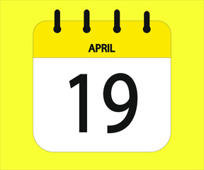 April 19th yellow calendar icon for days of the month