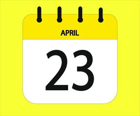 April 23th yellow calendar icon for days of the month