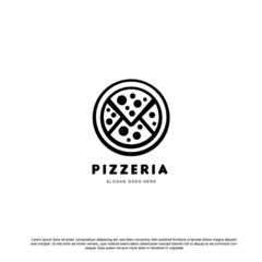 Rounded pizzeria logo design vector