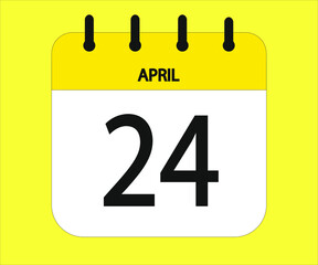 April 24th yellow calendar icon for days of the month