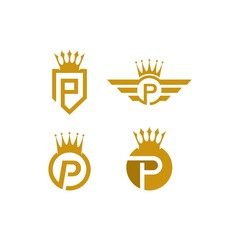 P letter with crwon logo template logo vector icon illustration