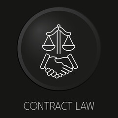  Contract law minimal vector line icon on 3D button isolated on black background. Premium Vector.
