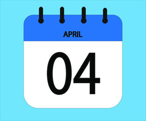 April 04th blue calendar icon for days of the month