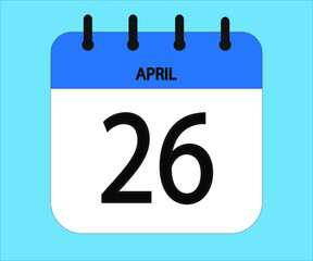 April 26th blue calendar icon for days of the month