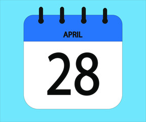 April 28th blue calendar icon for days of the month
