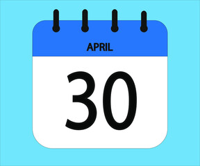April 30th blue calendar icon for days of the month