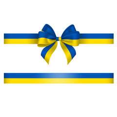 Bow and ribbon with ukraine flag colors. blue and yellow bow with ribbon