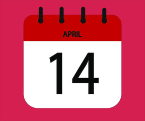April 14th red calendar icon for days of the month
