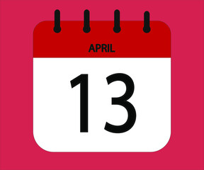 April 13th red calendar icon for days of the month