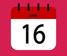 April 16th red calendar icon for days of the month