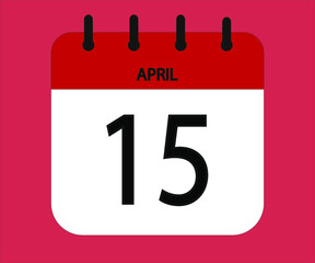 April 15th red calendar icon for days of the month