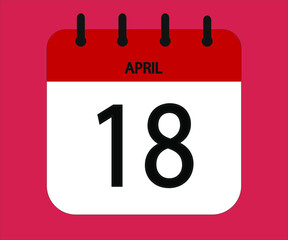 April 18th red calendar icon for days of the month